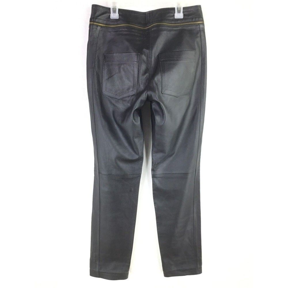 Lilly Sarti Lambskin Leather Moto Pants Size 40 Black Gold Designer Brazil - Picture 7 of 11